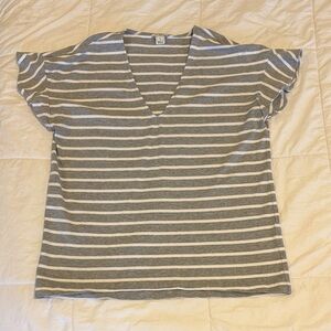 J. Crew Gray and White Striped Tee